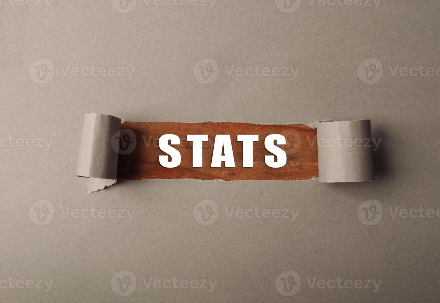 Torn piece of paper with the word stats written on it photo