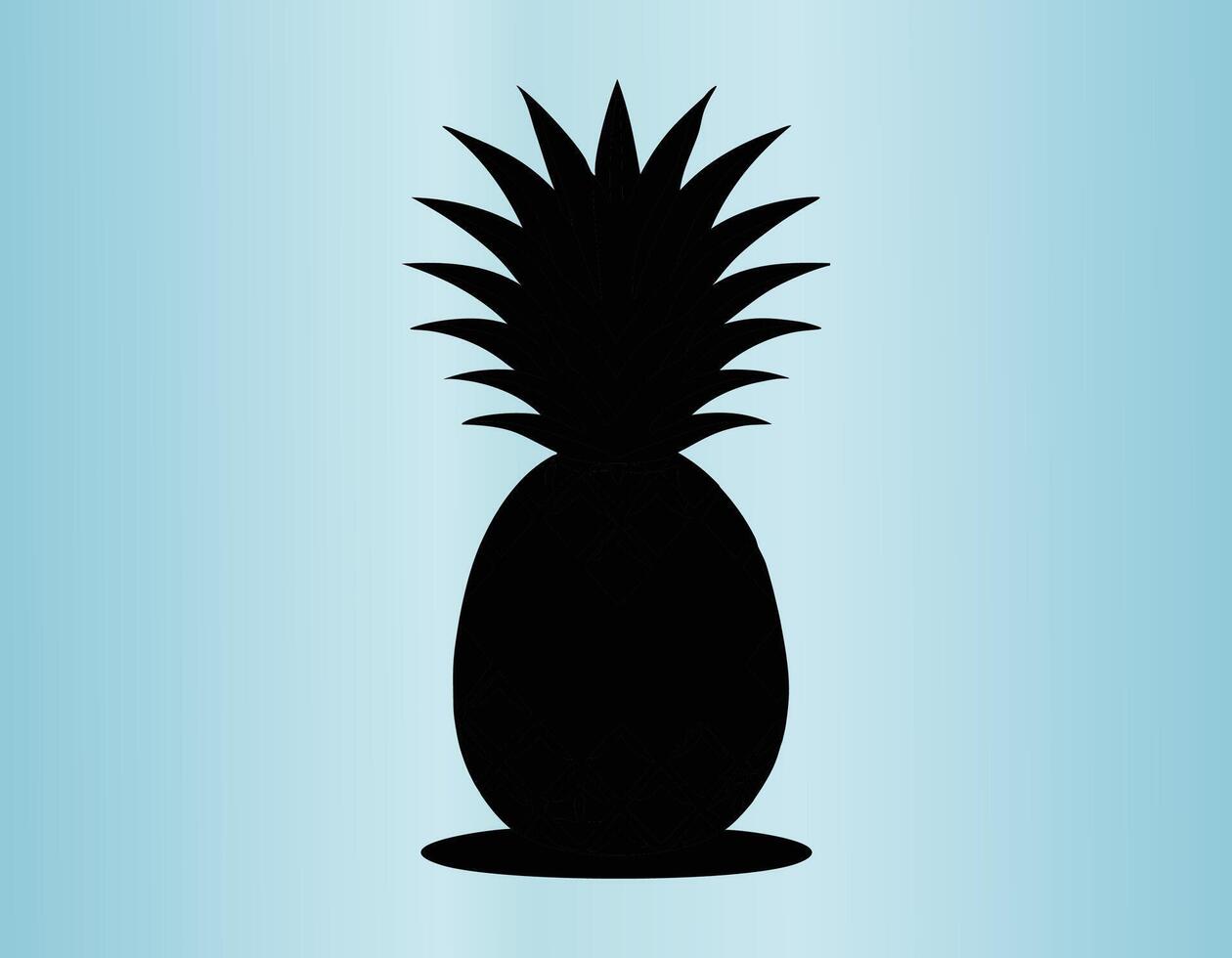 a pineapple is shown in a black silhouette on a blue background vector