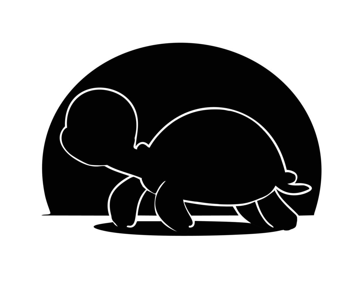 a turtle silhouette in black and white vector