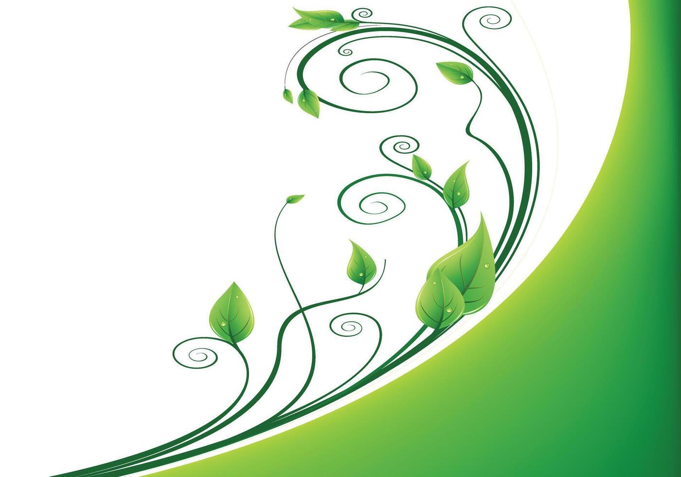 A beautiful abstract floral swirl with bright green leaves vector