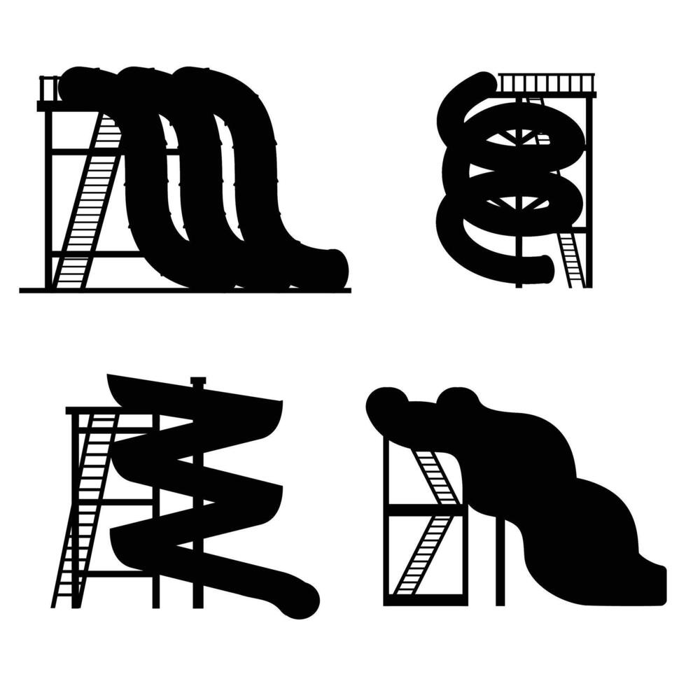 Silhouette of a Water Slide with white background vector