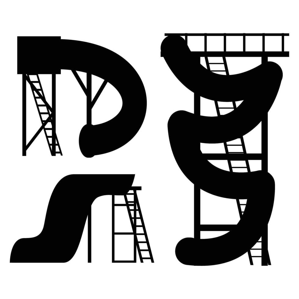 Silhouette of a Water Slide with white background vector