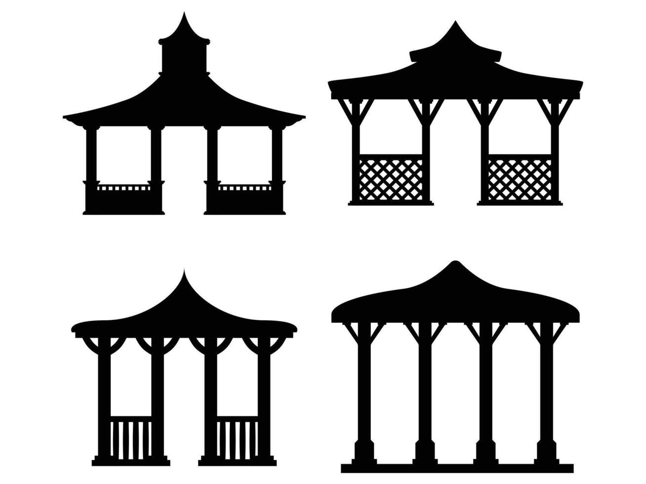 Gazebo Silhouette Collection on a White Background vector