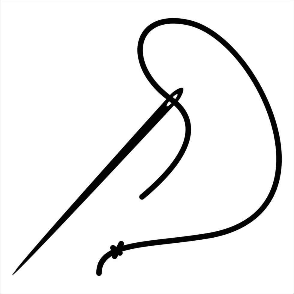 Needle with Thread Icon for Sewing and Embroidery Design vector