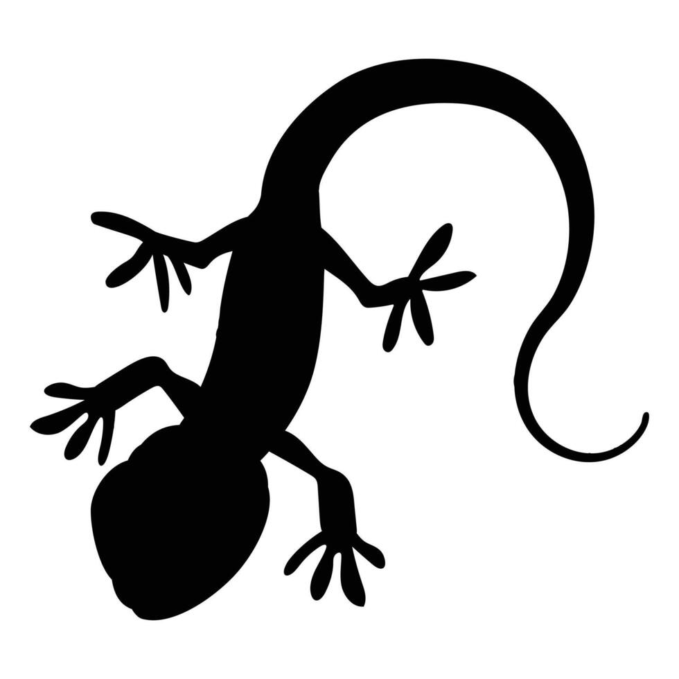 Chameleon Silhouette Climbing on a Branch Against a Sunset vector