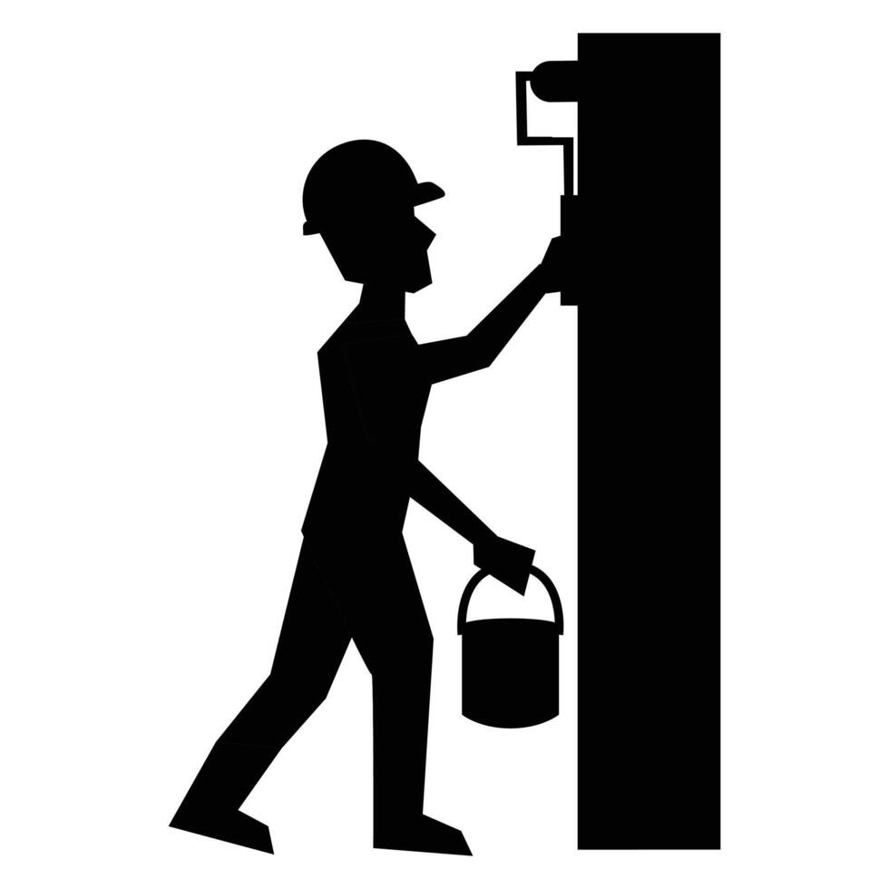 Construction Worker Silhouette Icon for Building and Labor Themes vector