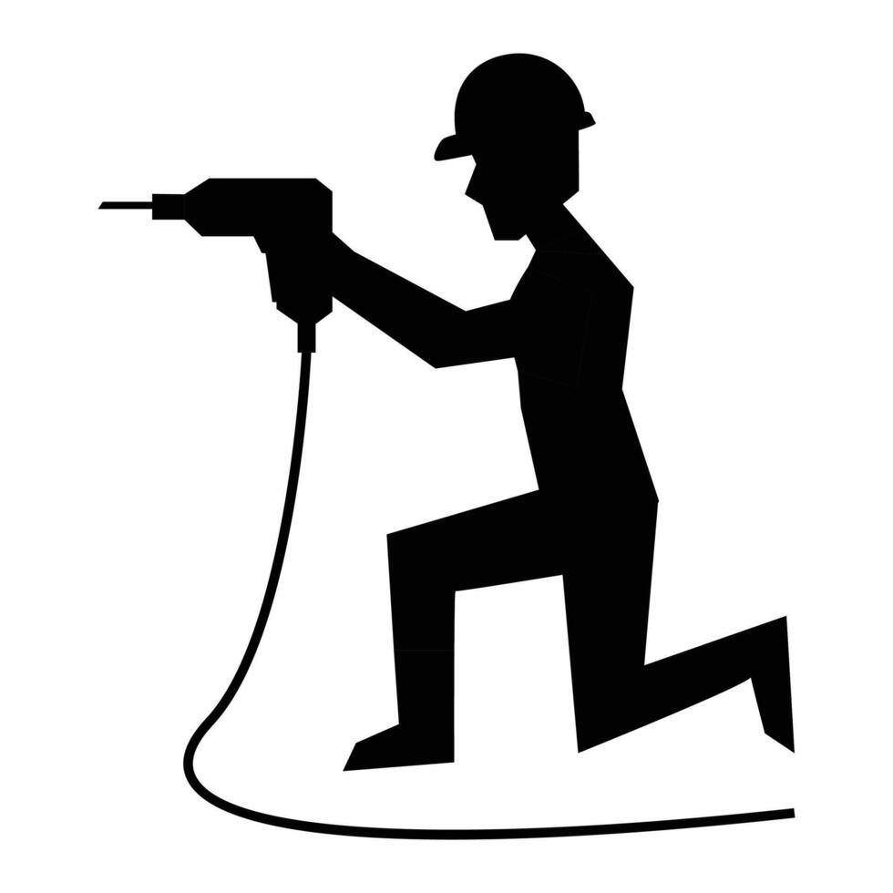 Construction Worker Silhouette Icon for Building and Labor Themes vector