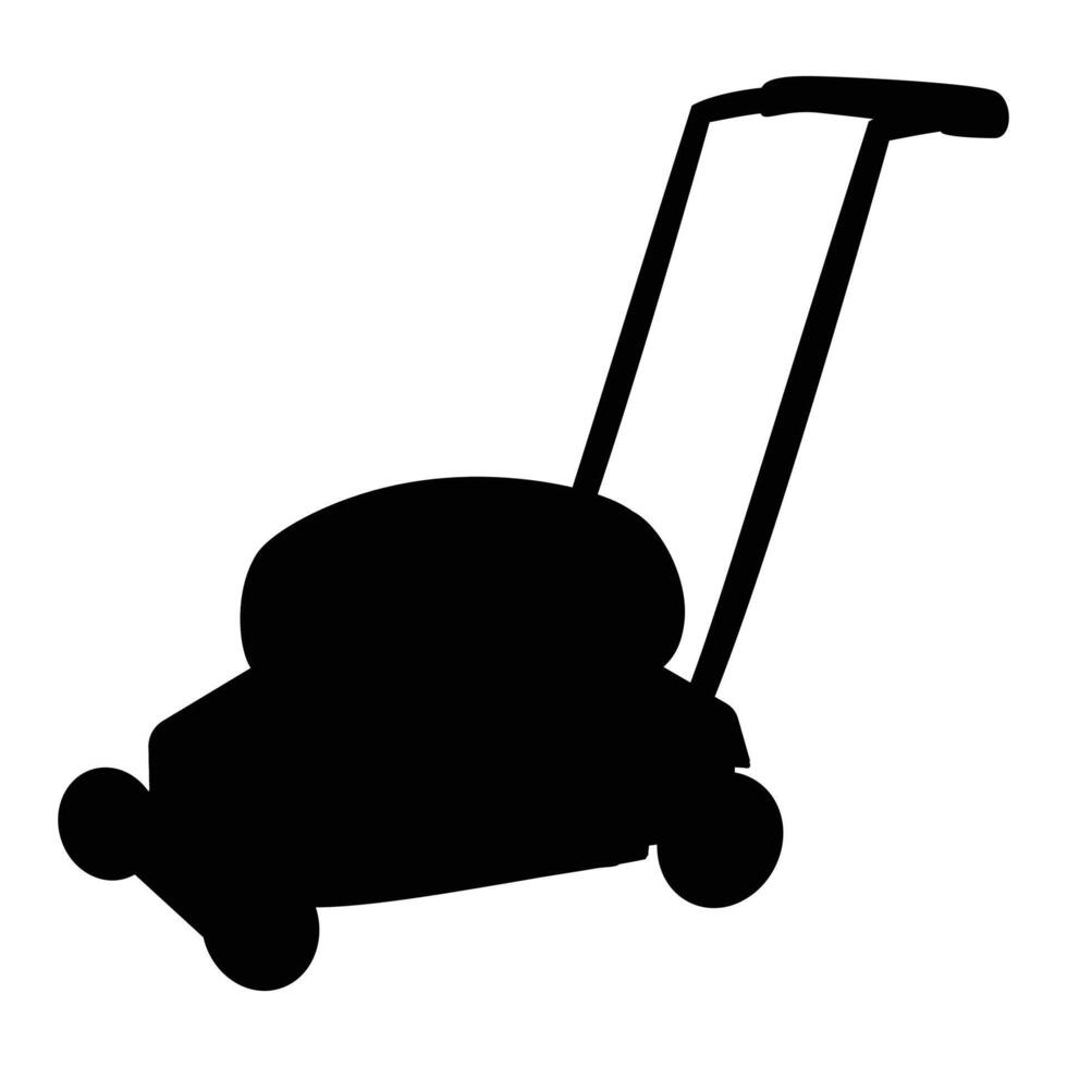 Lawn Mower Cutting Grass in a Green Garden vector