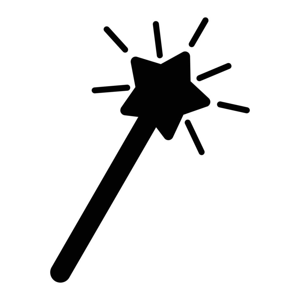 Silhouette of a Magic Wand with Glowing Stars vector