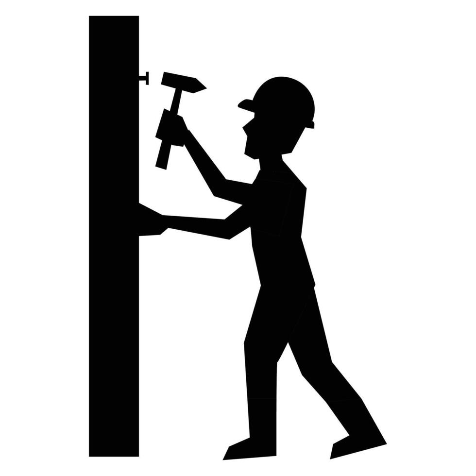 Construction Worker Silhouette Icon for Building and Labor Themes vector