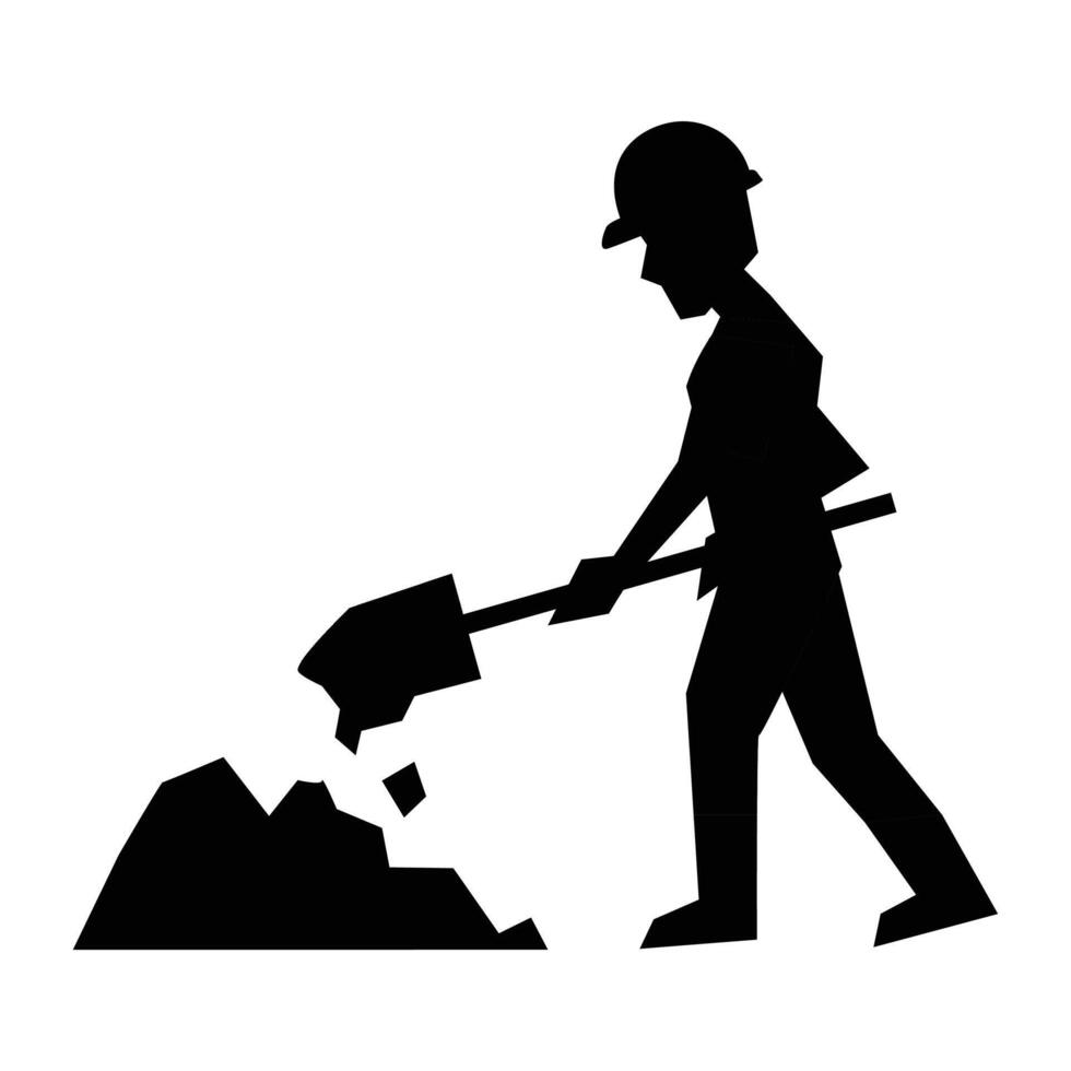 Construction Worker Silhouette Icon for Building and Labor Themes vector