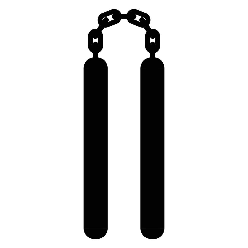 Nunchaku Icon with Wooden Handles and Chain Link vector