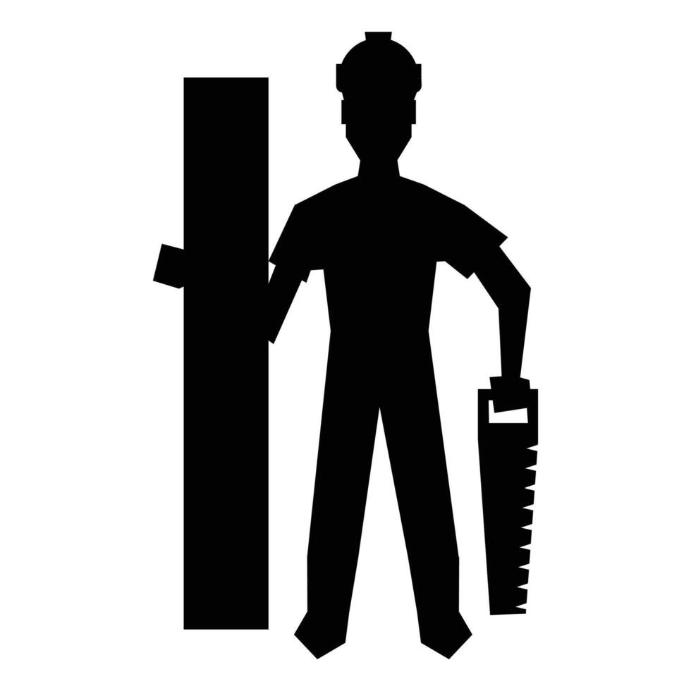 Construction Worker Silhouette Icon for Building and Labor Themes vector
