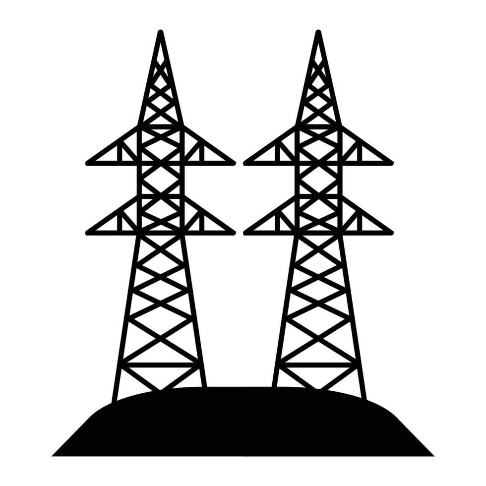 Electric Pole with Power Lines Against Clear Sky vector