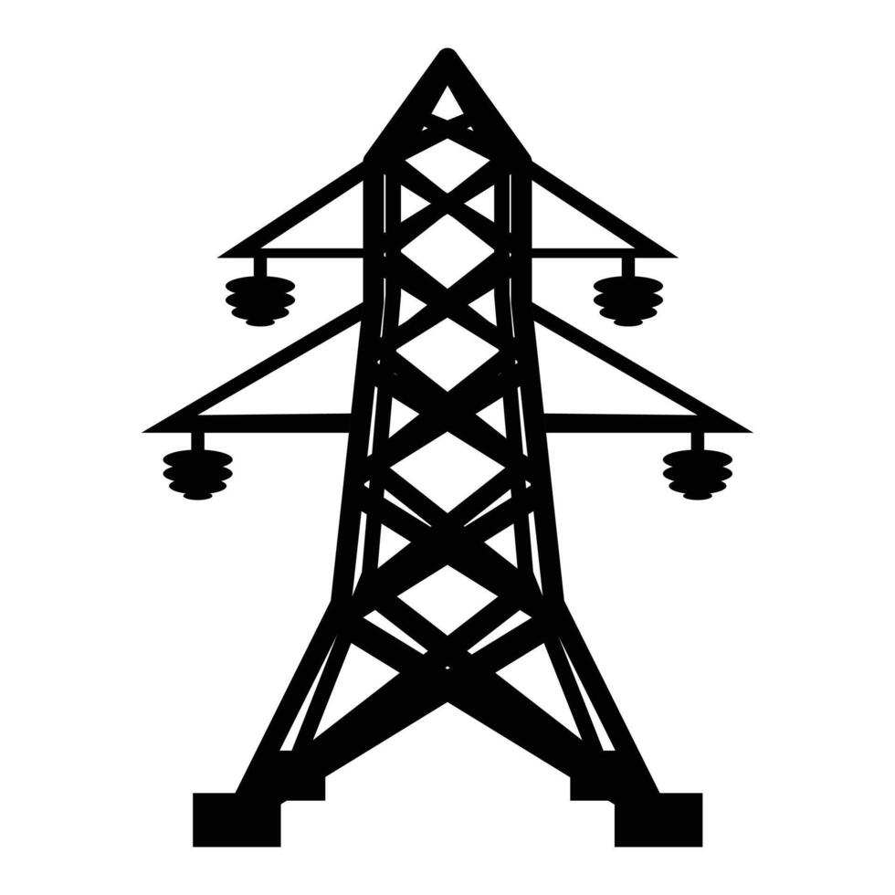Electric Pole with Power Lines Against Clear Sky vector