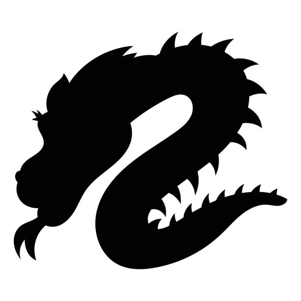 Chinese Dragon Silhouette Symbolizing Strength and Power vector