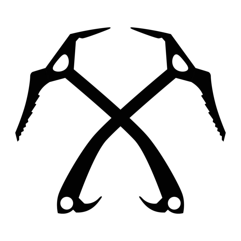 Crossed Climbing Ice Axes Icon for Adventure and Mountaineering vector