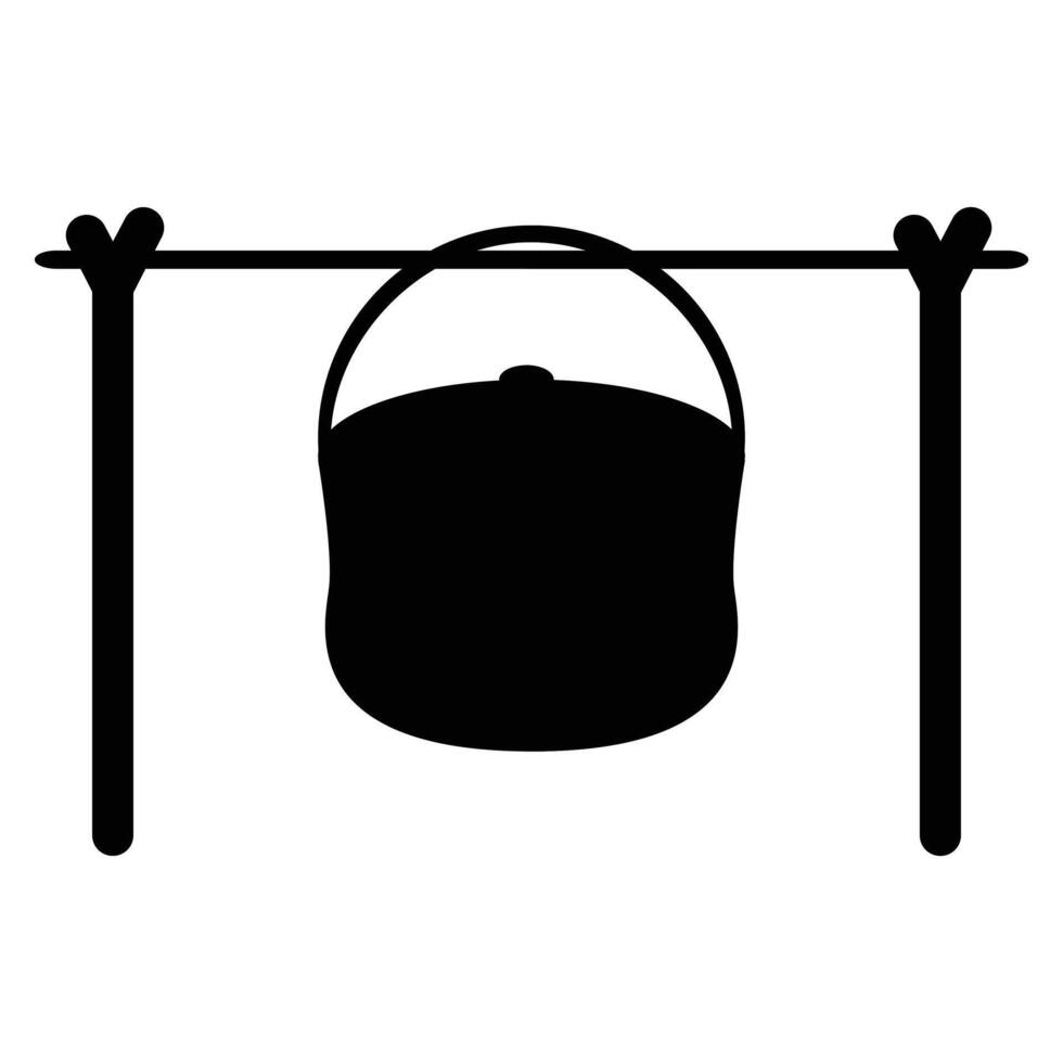 Camping Fire Silhouette Icon for Outdoor and Adventure Themes vector