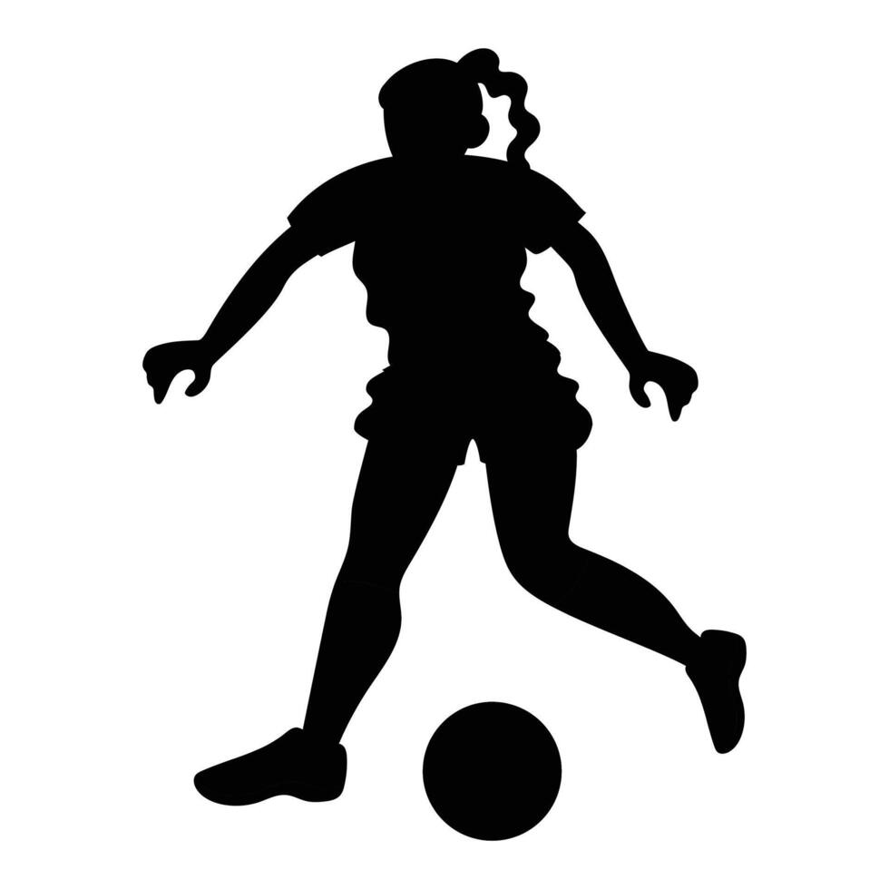Female Soccer Player Silhouette Icon for Sports and Football Themes vector