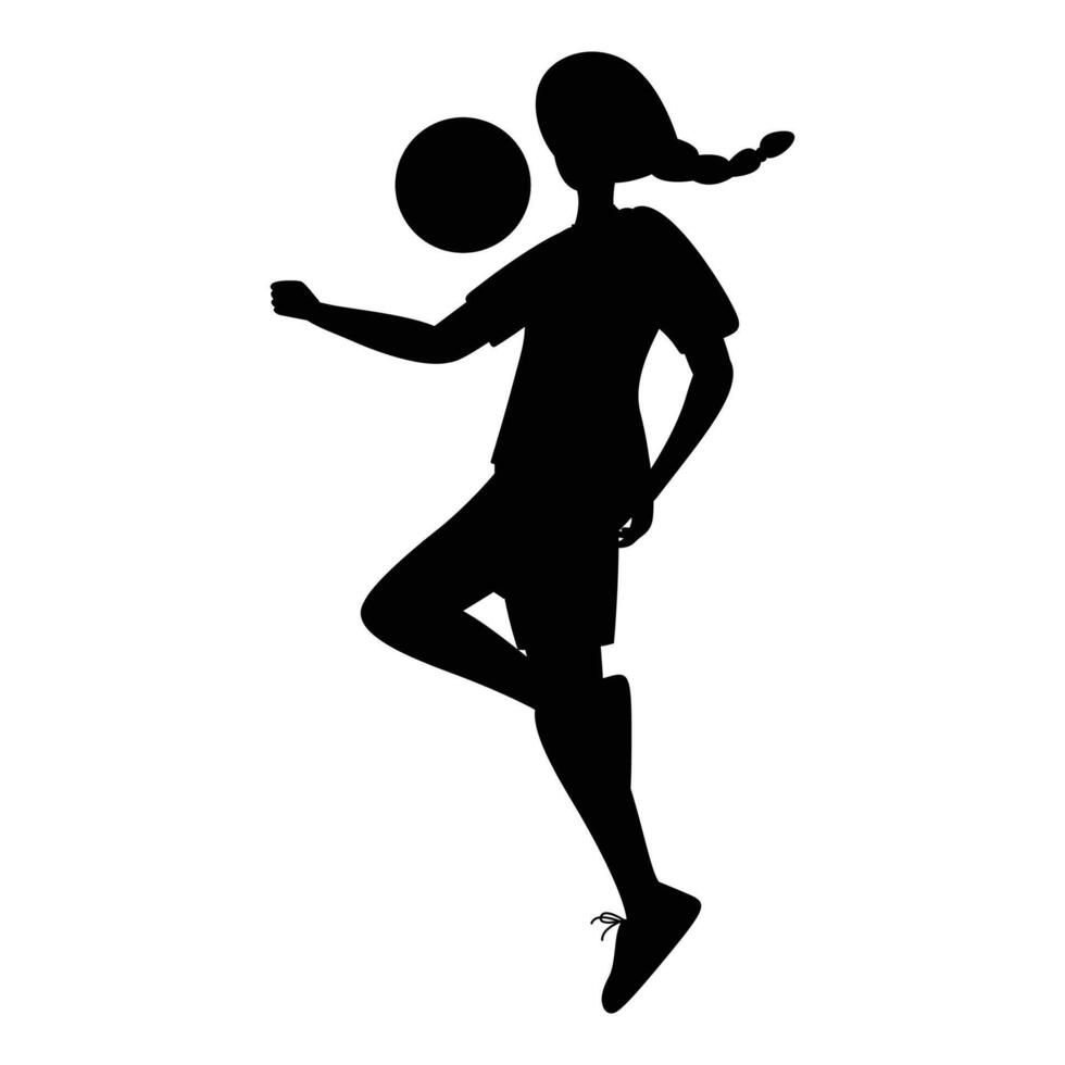 Female Soccer Player Silhouette Icon for Sports and Football Themes vector