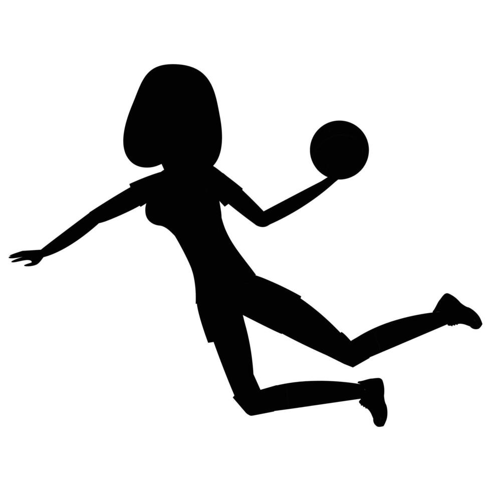 Handball Player Woman Silhouette Icon for Sports and Athletic Themes vector