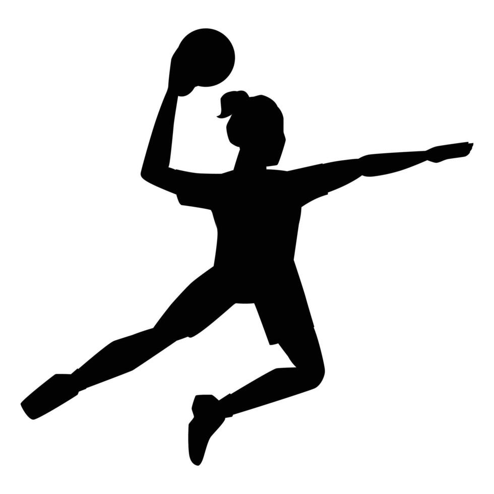 Handball Player Woman Silhouette Icon for Sports and Athletic Themes vector