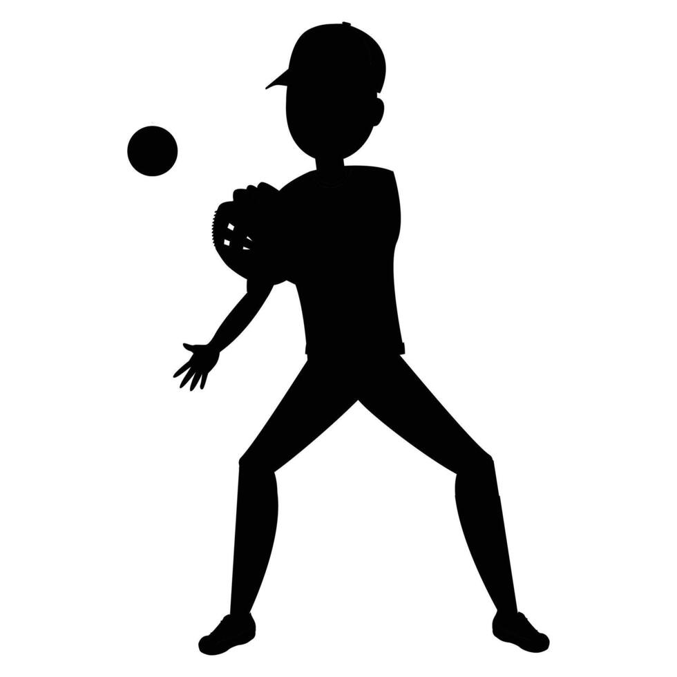 Baseball Man Silhouette Bundle Icon for Sports and Athletic Themes vector