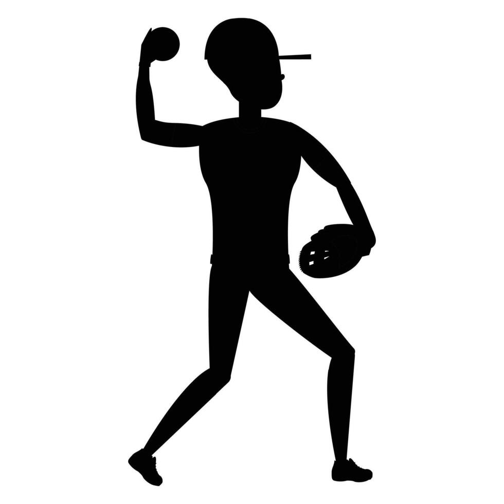 Baseball Man Silhouette Bundle Icon for Sports and Athletic Themes vector