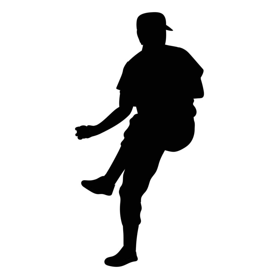 Baseball Man Silhouette Bundle Icon for Sports and Athletic Themes vector