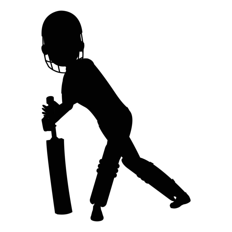 Cricket Player Silhouette Icon for Sports and Athletic Themes vector