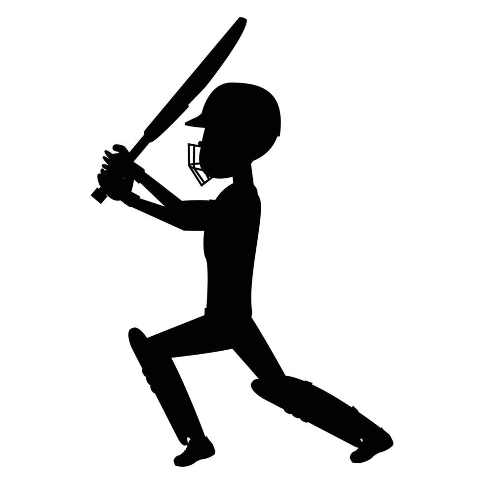 Cricket Player Silhouette Icon for Sports and Athletic Themes vector