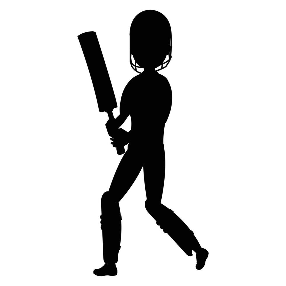 Cricket Player Silhouette Icon for Sports and Athletic Themes vector