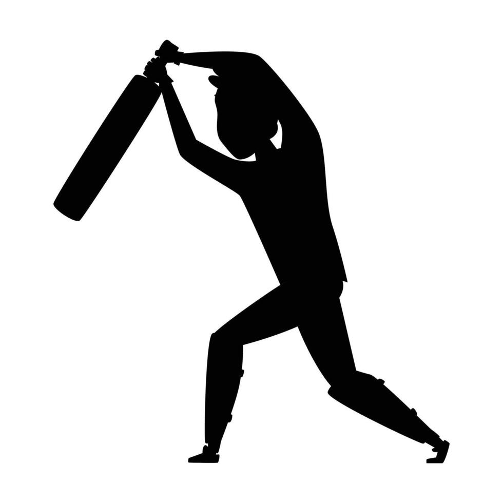 Cricket Player Silhouette Icon for Sports and Athletic Themes vector