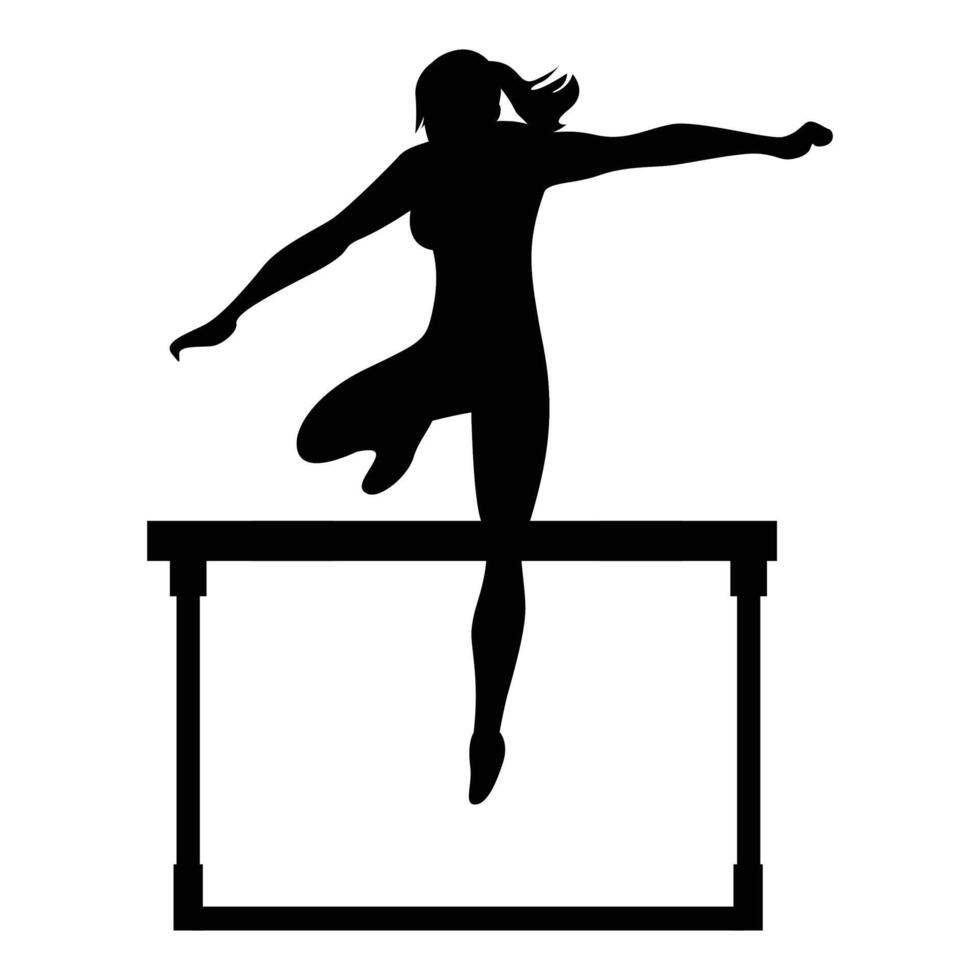Silhouette of Athlete Woman Hurdling in Track Icon for Women's Hurdles and Sports vector