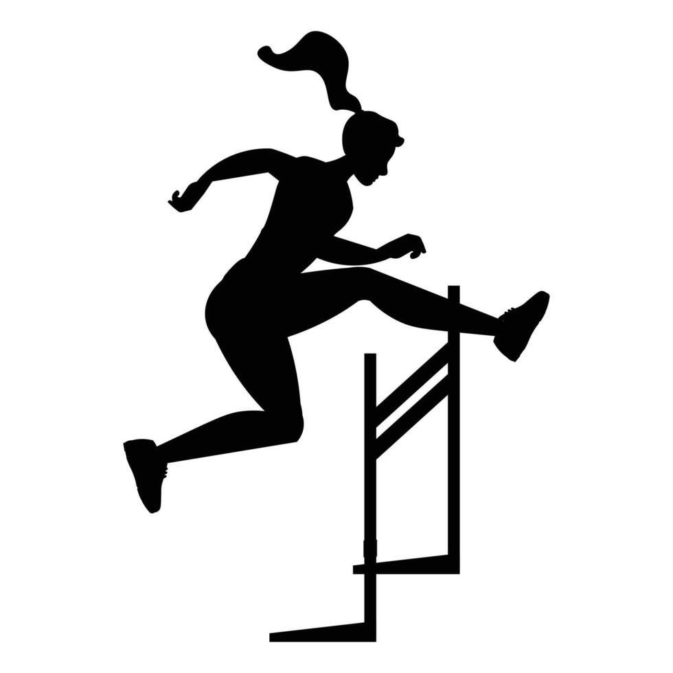 Silhouette of Athlete Woman Hurdling in Track Icon for Women's Hurdles and Sports vector