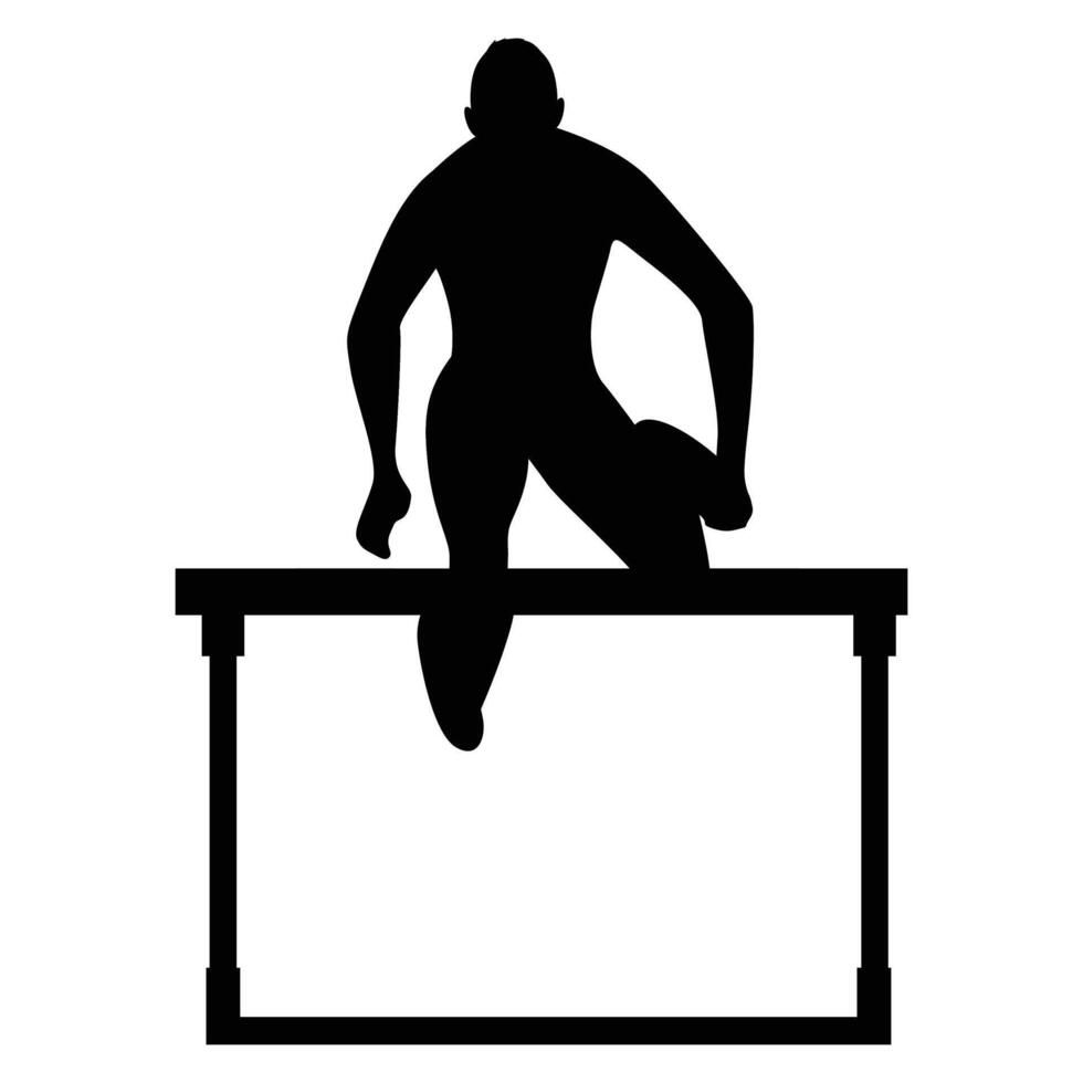 Silhouette of Male Hurdler Leaping Over a Hurdle Icon for Track and Field Sports vector