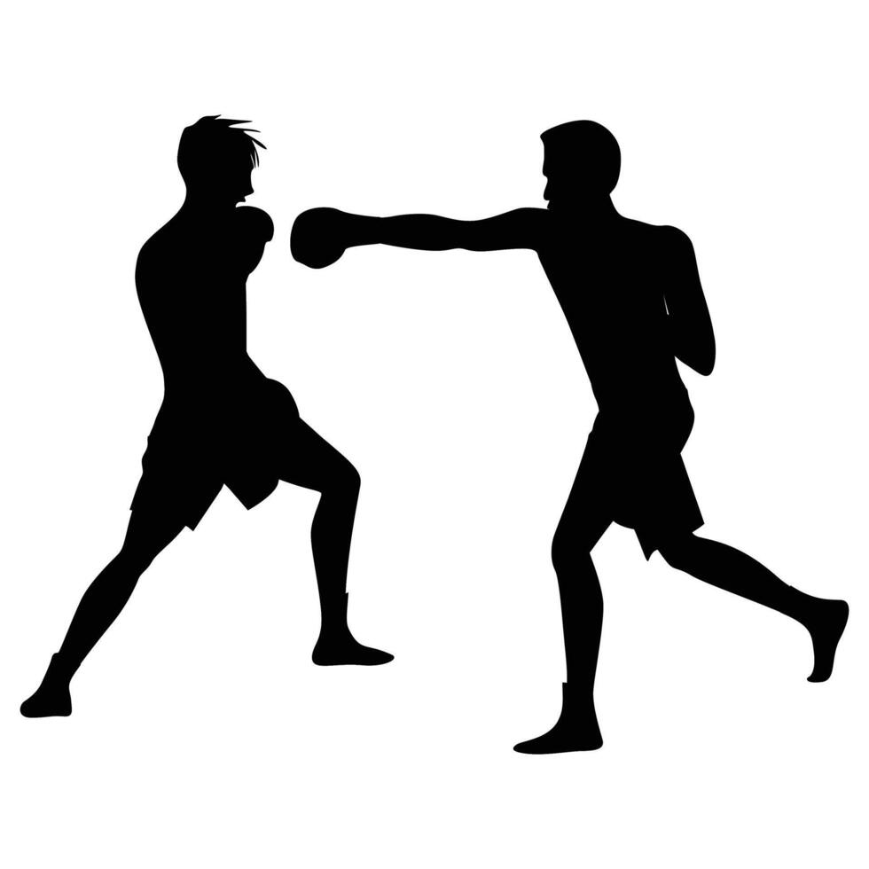 Silhouette of Male Boxing Player Icon for Sports and Combat Themes vector