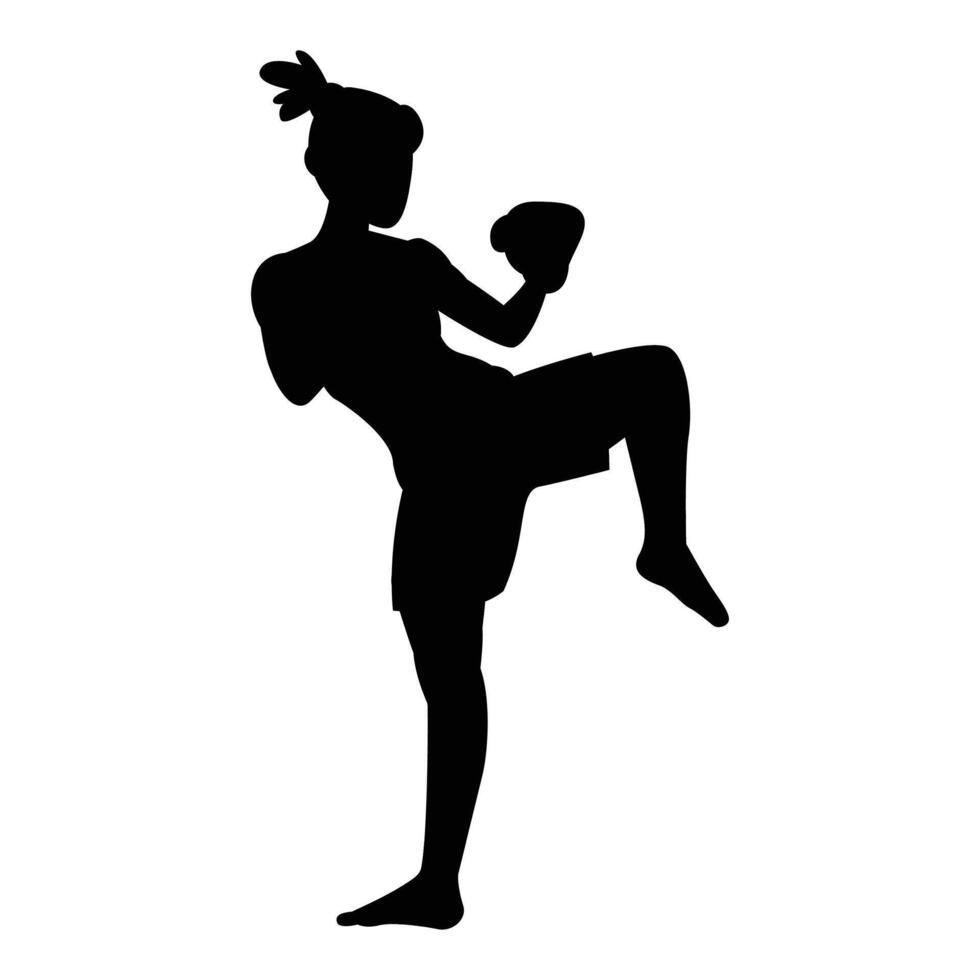 Muay Thai Silhouette Icon for Martial Arts and Combat Sports vector