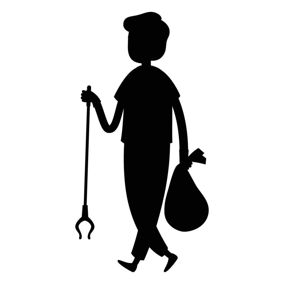 Cleaner and Garbage Silhouettes Icon for Cleaning and Waste Management Themes vector