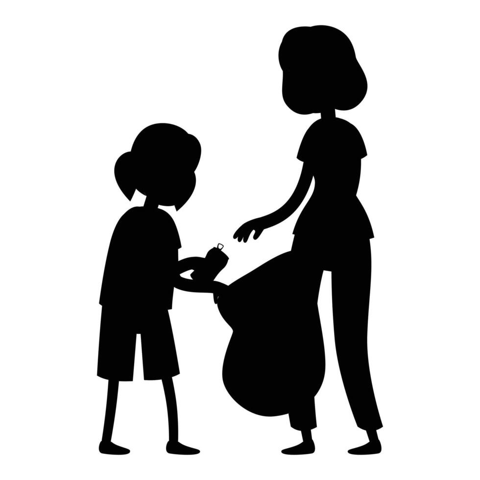 Cleaner and Garbage Silhouettes Icon for Cleaning and Waste Management Themes vector