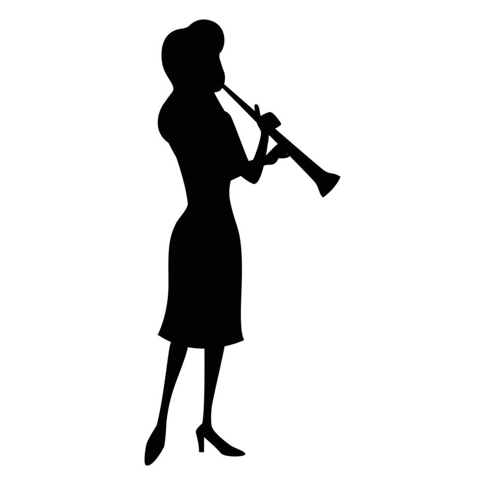Silhouette of Woman Music Band with Vocalist Icon for Performance and Entertainment Themes vector
