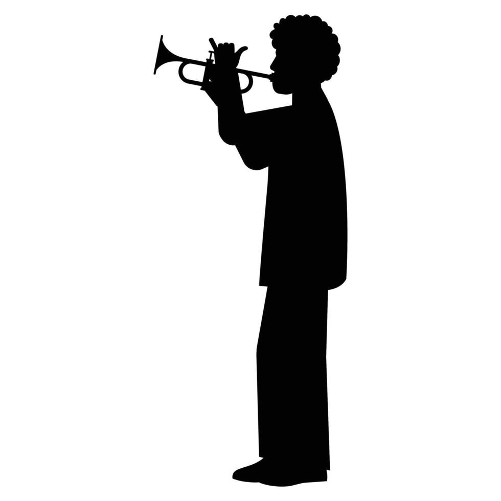 Silhouettes of Men Musicians Playing Different Instruments Icon for Music Themes vector