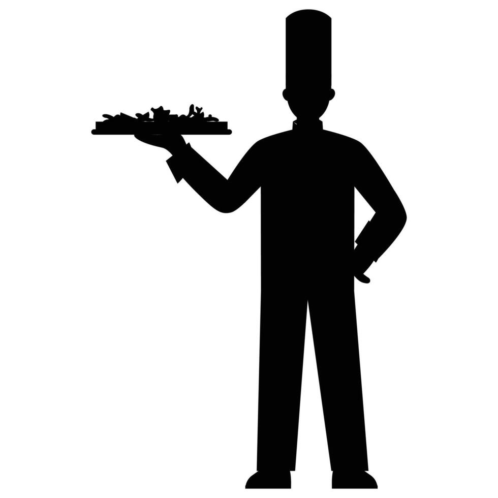 Silhouette of a Chef Cooking in the Kitchen vector