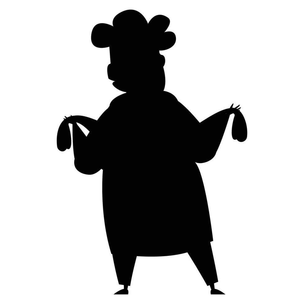 Silhouette of a Professional Chef Holding Utensils vector
