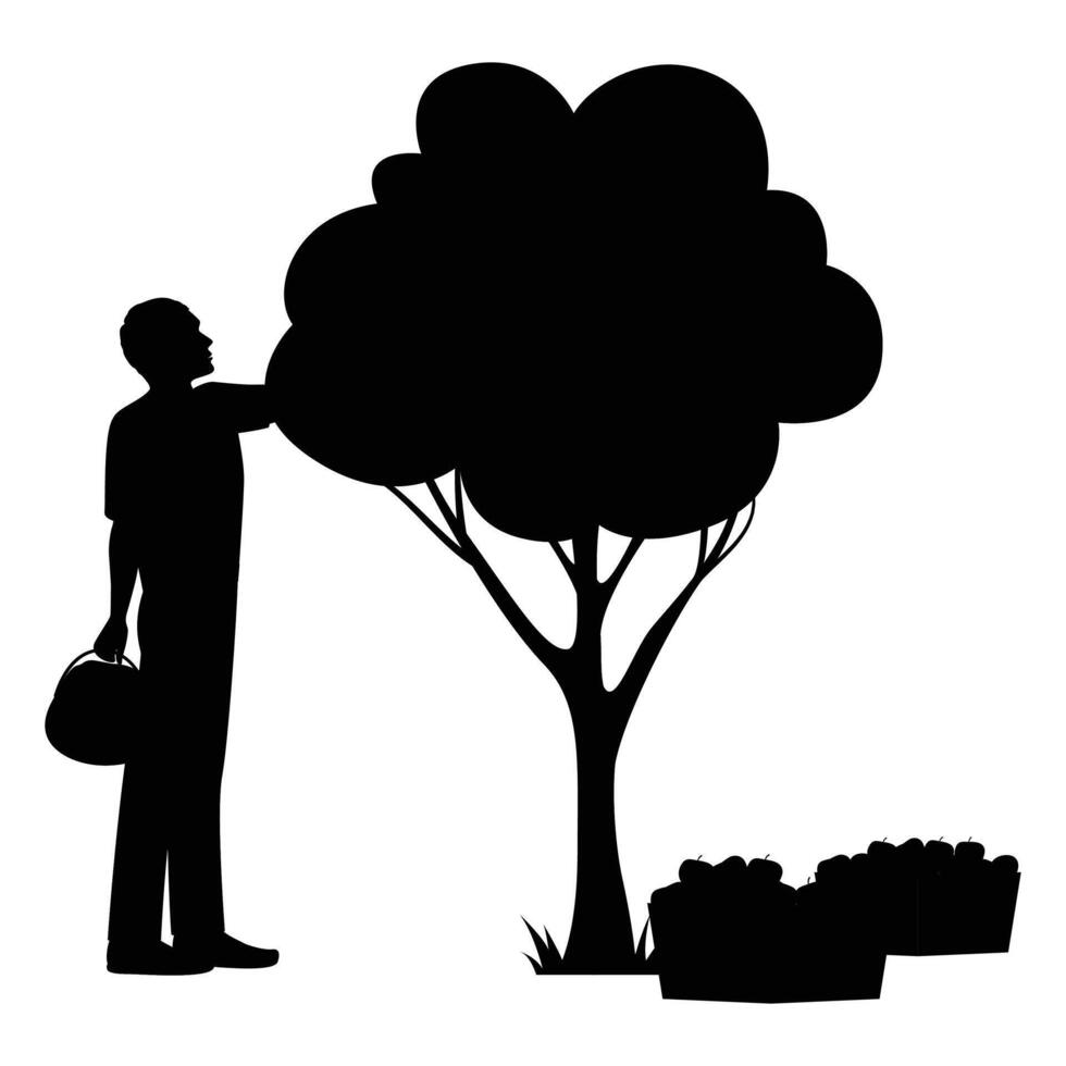 Silhouettes of People Gardening with Tools vector