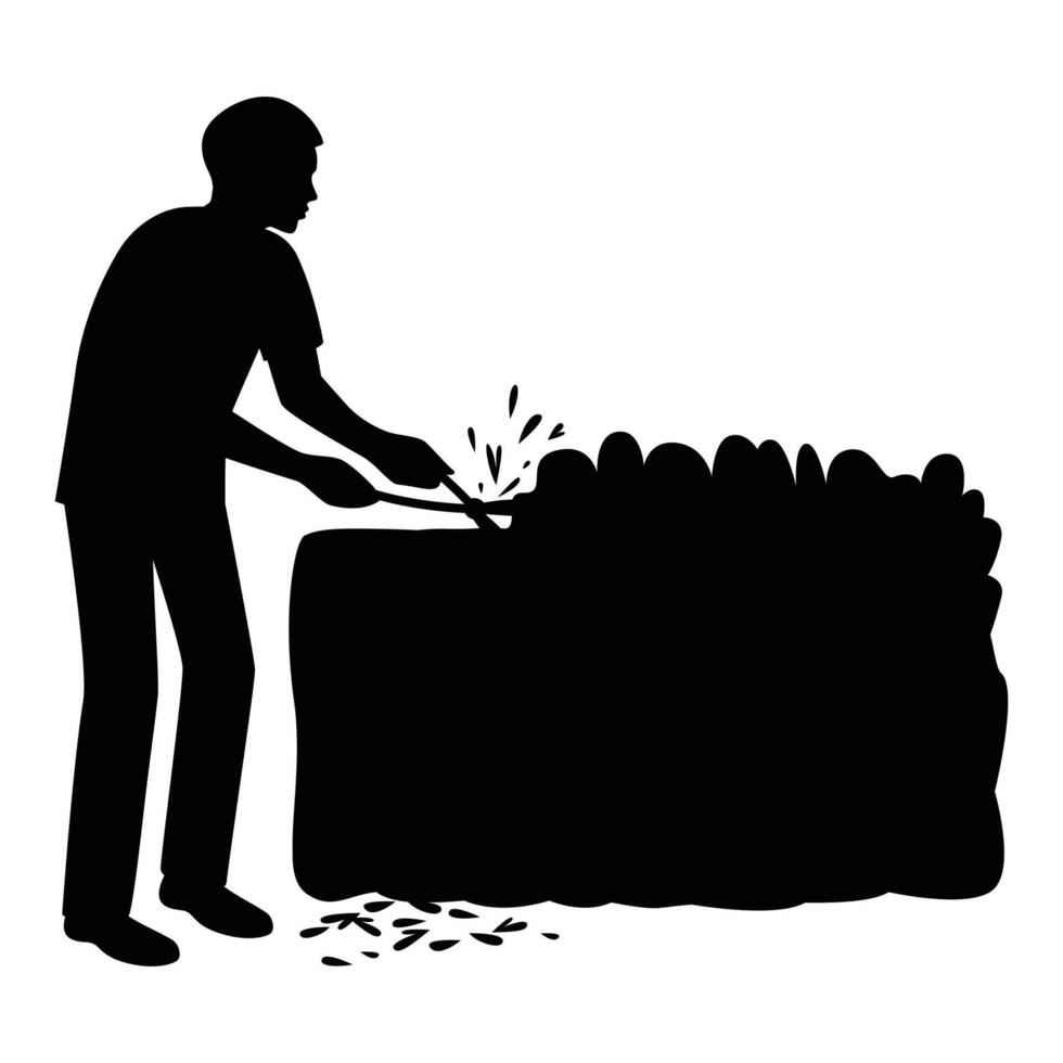 Silhouettes of People Gardening with Tools vector