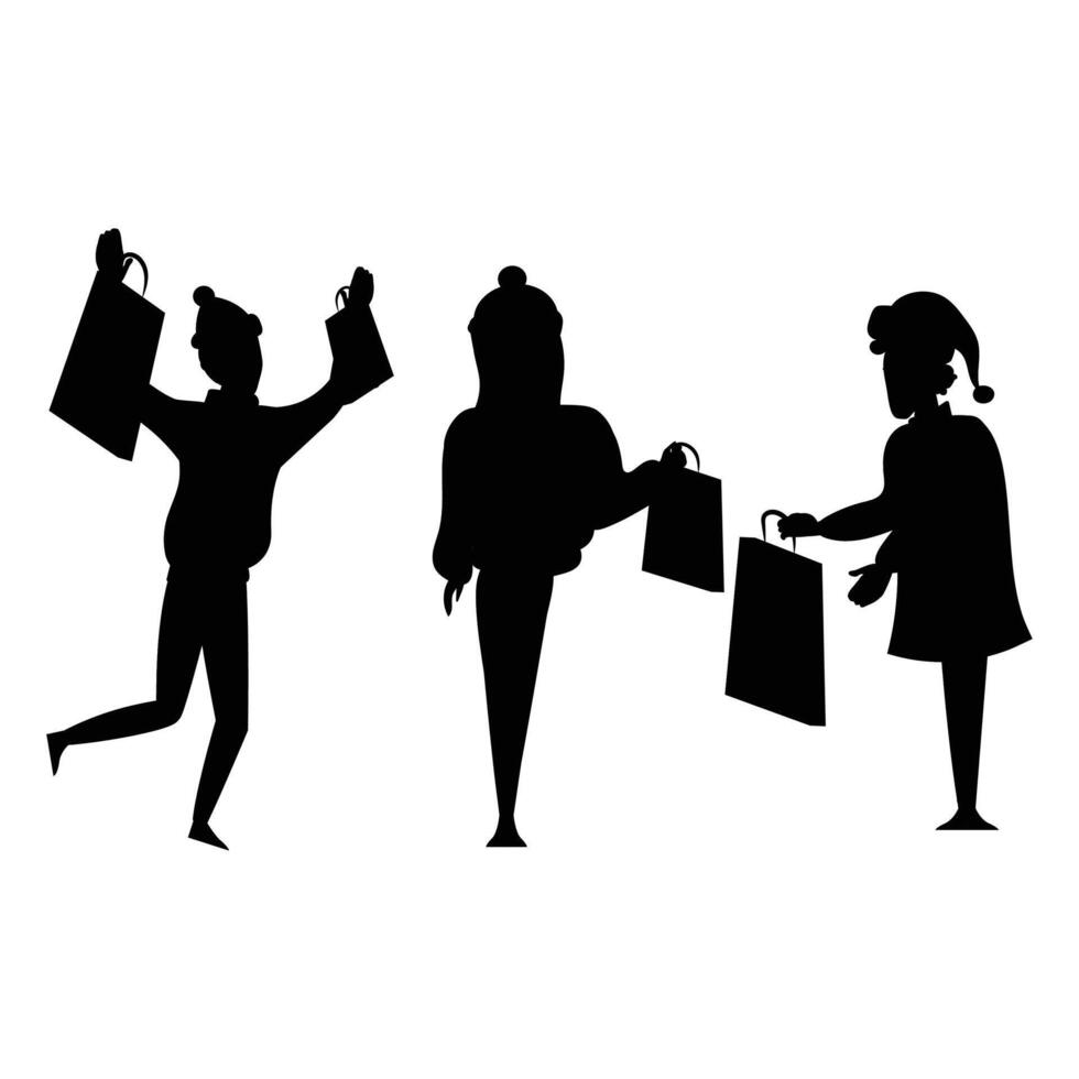 Silhouettes of Winter Fun Activities on Ice and Snow vector