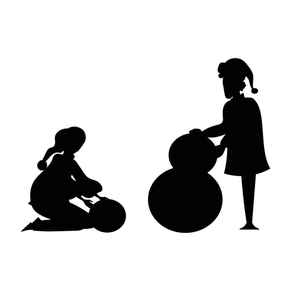 Silhouettes of Winter Fun Activities on Ice and Snow vector