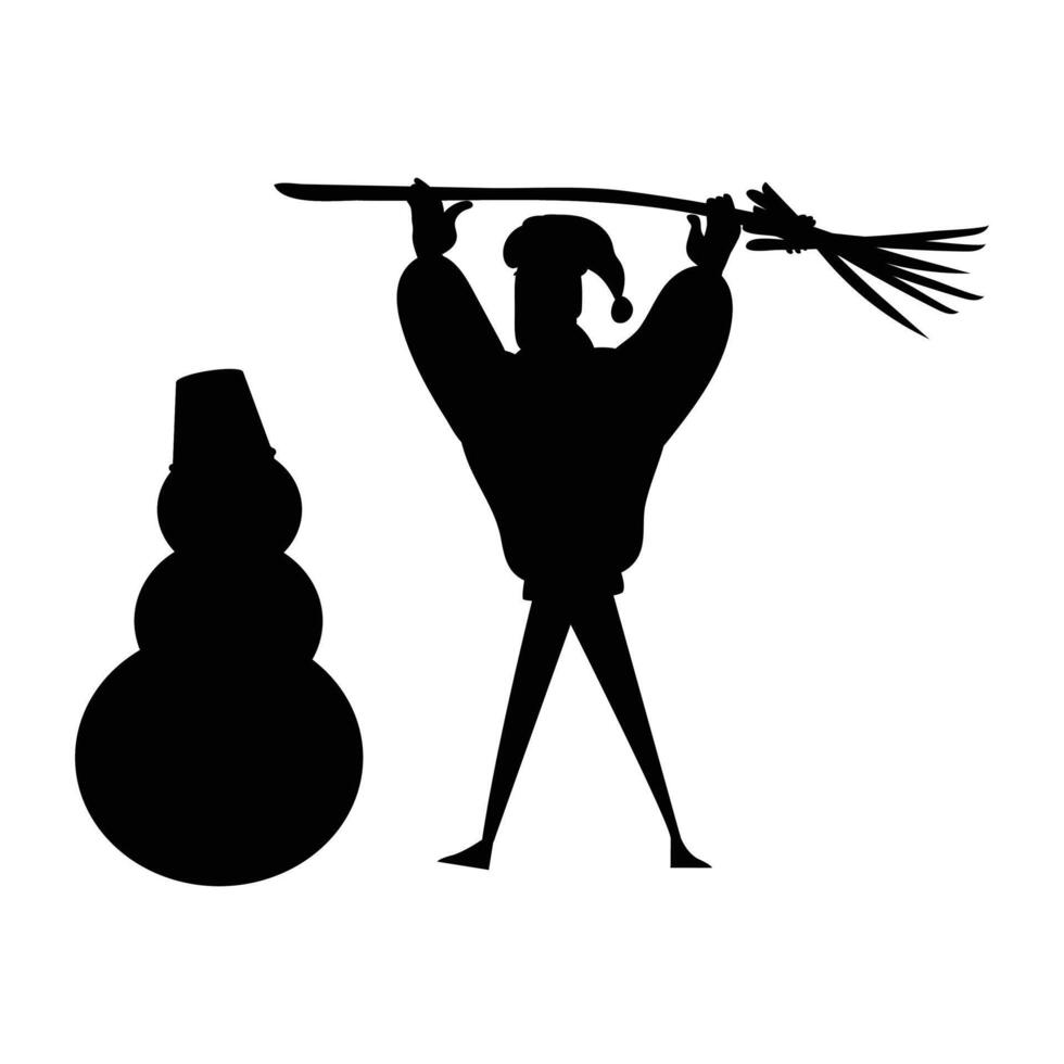 Silhouettes of Winter Fun Activities on Ice and Snow vector