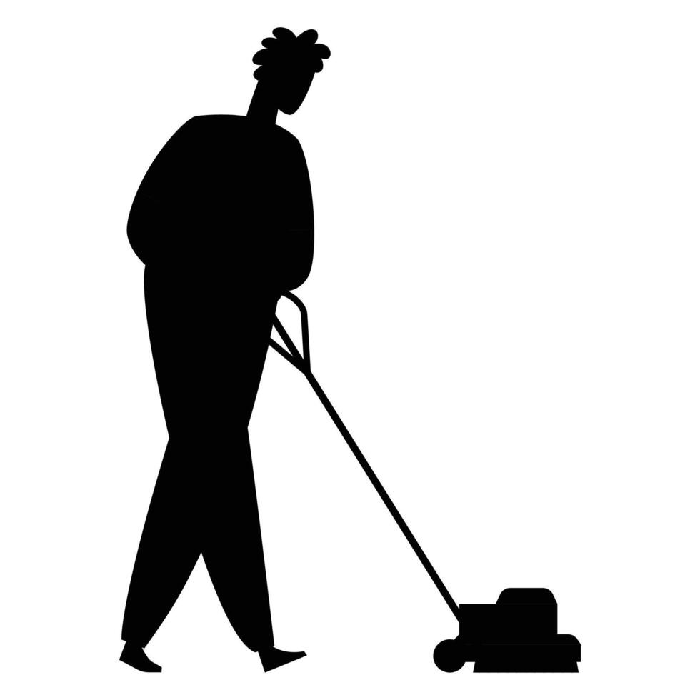 Silhouette of a Cleaning Service Worker with Equipment vector